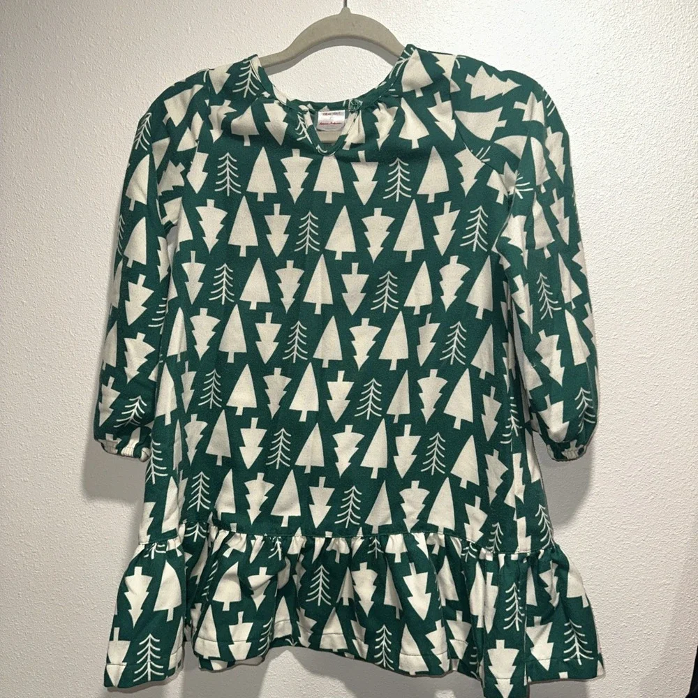 Hanna Anderson Holiday Girls Flannel Long Sleeve‎ Nightgown Sz 6-7  120 Cm Green